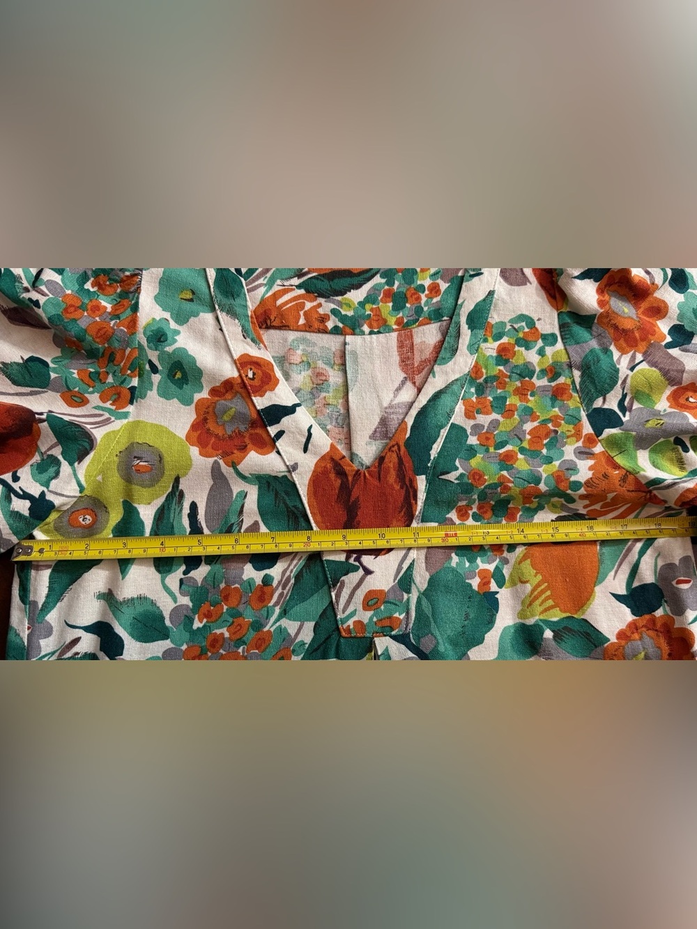 Cynthia Rowley Green, Orange & Gray Floral Midi Dress - Picture 9 of 16